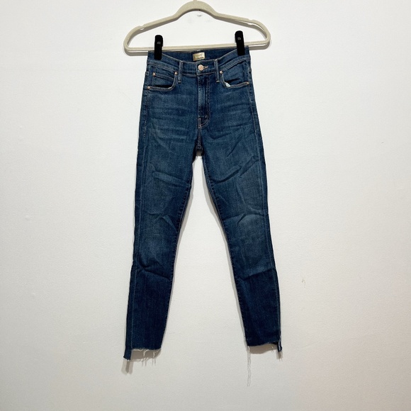 Mother Denim The Stunner Zip Two Step Fray Skinny Jeans Girl Crush Blue 25 - Picture 1 of 4